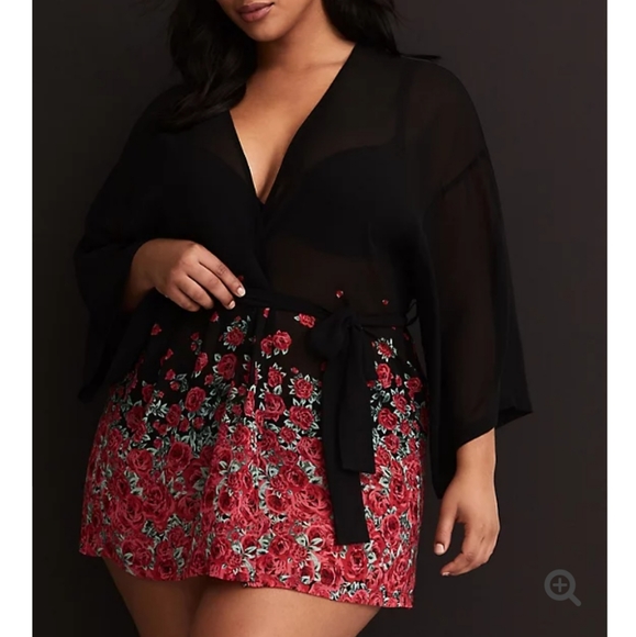 torrid Other - Torrid BLACK ROSE CHIFFON ROBE